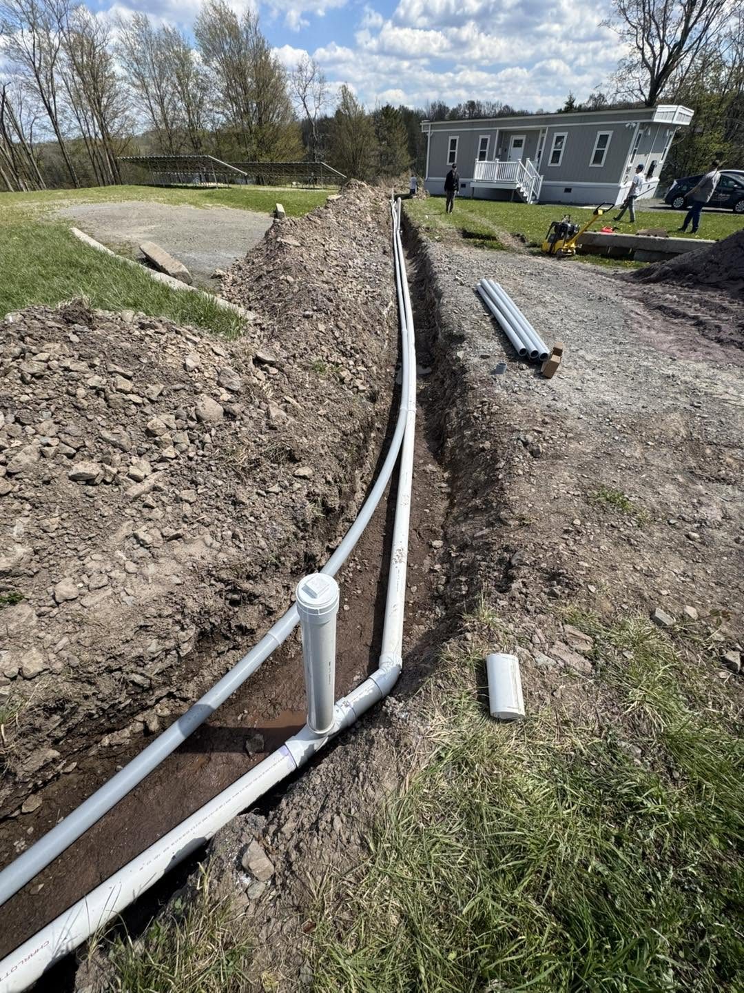 Septic piping installed in a trench