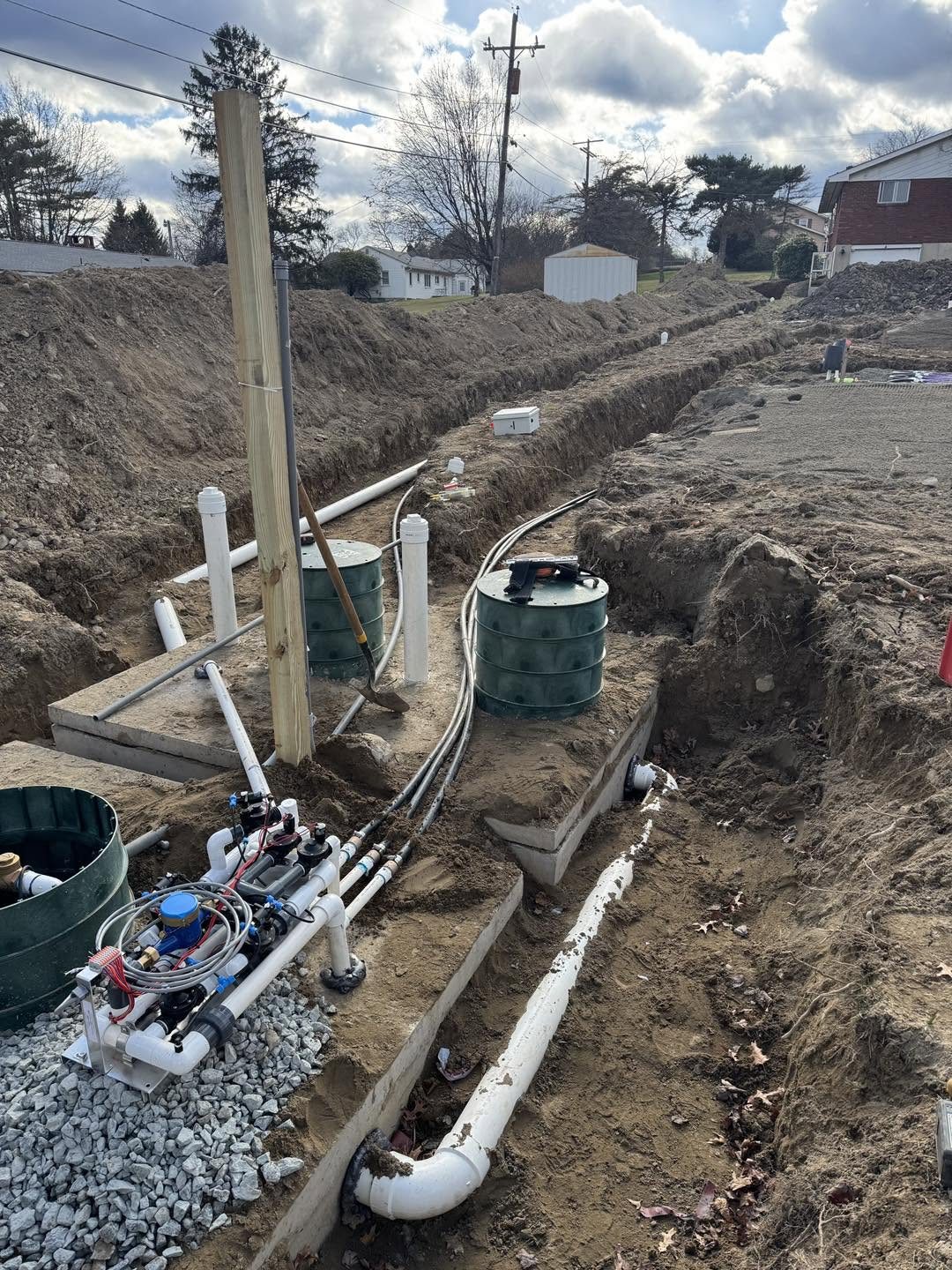 Septic system piping and controls